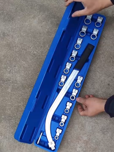 NASHI ประแจแหวนโค้ง ถอดน็อตมู่เล่ ประแจมู่เล่ ประแจถอดลูกรอกสายพาน ถอดลูกรอกสายพาน ประแจเปลี่ยนหัวได้ 13 ขนาด ส่งไว