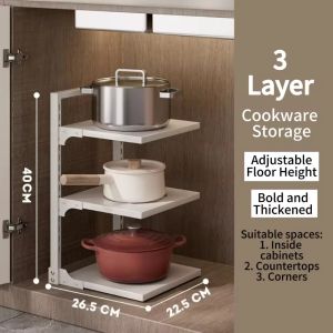 Kitchen Cookware Pot Storage Rack Sink Cabinet Multi-functional Storage Rack Stovetop Stainless Steel Floor-standing Multi-layer Rack