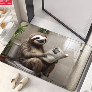 Comfortable Sloth Rectangular Floor Mats in Living Rooms Bedrooms Kitchens Entrances Cartoon Sloths Leafy Living Room Carpets