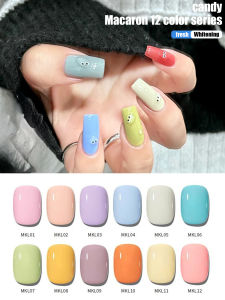 MIANEL 12ML Summer Candy Macaron Series Gel Nail Polish Semi Permanent Style Gel Polish For Nail Art Salon Use Blue Nails