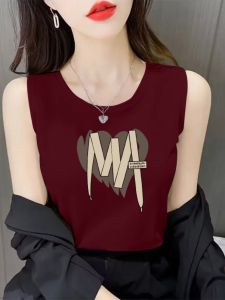 Wine Red Camisole Womens Summer Sleeveless T-shirt Fashion Younger Underwear Blouse Loose All-Matching Top Tide
