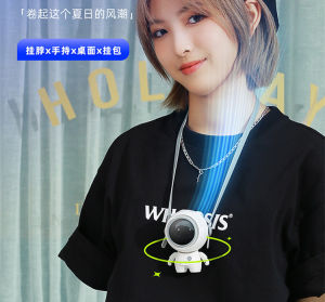 《SG seller local stock》Mini portable neck fan Turbo leafless usb rechargeable hand held hanging standing with led light clip