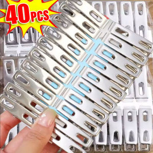 40Pcs Thép Không Gỉ Phẳng Miệng Kẹp Quần Áo Kẹp bướm móc phơi khô kẹp kim loại Set Khô Clip Cho Vớ