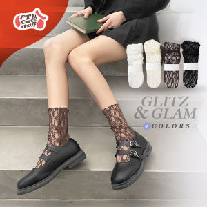 (พร้อมส่ง ) ถุงเท้าซีทรู ลูกไม้ รุ่น Victoria ถุงเท้าลูกไม้ ถุงเท้าปาร์ตี้