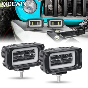 8D 4" Led Motocycle Headlight Auxiliary Spotlights Offroad Fog Lamp White Angel Eye For Jeep Truck Moto Scooters ATV UTV UAZ SUV
