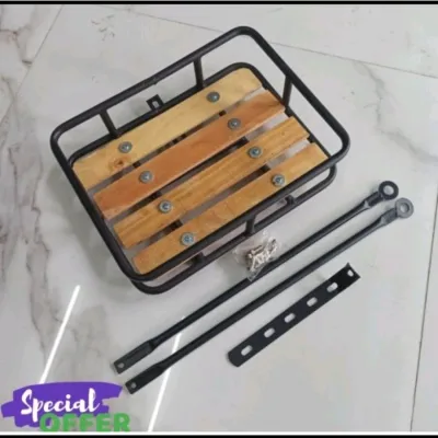 Keranjang Sepeda Universal Rak Sepeda Kayu Hitam dengan Aksesori Pemasangan