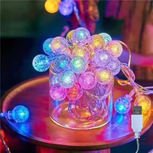 กลางแจ้ง USB Bubble Ball Light String LED กันน้ํา Camping Courtyard Christmas Party เทศกาลตกแต่งบรรยากาศ Light