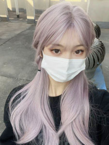 Wig Womens Long Hair Purple Internet Hot Anchor Same Style Nature Color Realistic Long Straight Hair Daily Purplish Gray Full-Head Wig