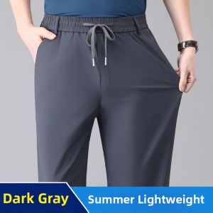 SHENGBA | Mens Summer Light Thin High Elastic Ice Silk Quick Dry Trousers