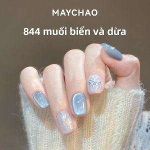 MAYCHAO | Son Móng Tay Nhũ Mắt Mèo Màu Đỏ Tím Làm Sáng Với Hạt Kính Xanh