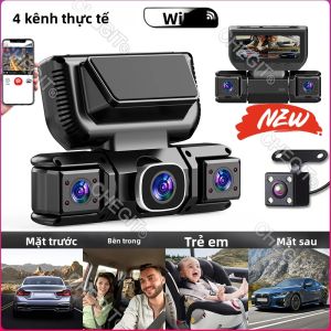 Camera 4 Mắt 360 Độ °   Camera Hành Trình WIFI Xoay Được 1080P Ghi Hình Trước & Sau Ghi Hình 24/7 Phụ Kiện Ô Tô