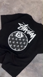 Kaos Stussy Gangstarr - tshirt stussy - kaos pria - tshirt pria - baju pria - kaos pria stussy 8BALL MASTERMIND HITAM