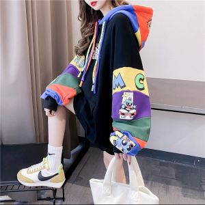 Áo Nỉ Trùm Đầu Mỏng Màu Khối Rộng Rãi Cho Nữ Mùa Xuân Thu Phong Cách Hàn Quốc Áo Khoác Ngoài Thời Trang Thường Ngày Dài Tay