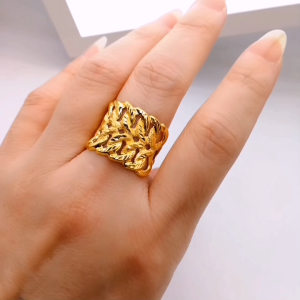 Yon Hing Cincin Double Stamping Saiz 12 13 14.5 16 17 18 19 20 21 22 23 Emas 916