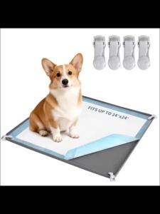 Dog Pee Pad Holder Suitable for 24 X 24 Training Pads Puppy Potty Tray with 4 Fixing Clamps Indoor Floor Protection