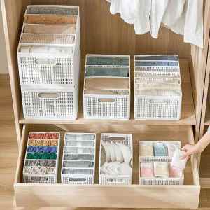 Stackable Lingerie Sorting Closet Organizer Hand Carry Clothing Storage Box