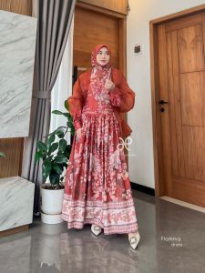 DYN - Flamma Dress (Lembayung by DYN Signature | KFW 2024 collection) gamis silk mix organza premium DYN CLOTHINGLINE