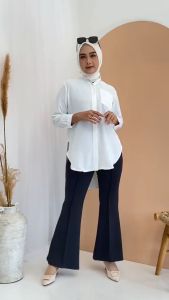 Daily Top Blus Kemeja Tunik Crinkle Airflow Polos Oval