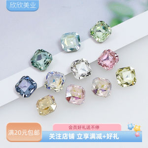Colorful Coated Crystal Nail Drills 8*8mm Square Octagonal Sharp Bottom for DIY Jewelry Accessories Nail Decorations
