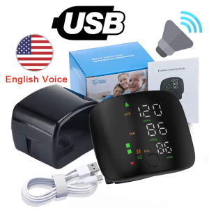 Button Mode LCD Screen Rechargeable Voice Wrist Blood Pressure Monitor Digital Automatic BP Tonometer Heart Rate Sphygmomanomete