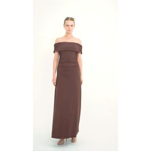 House Of Etern - Dress Wanita Bona A-Line Maxi Dress - Chocolate