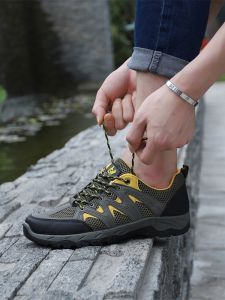 Mens Outdoor Climbing Shoes Breathable Sports Casual Hiking Shoes Anti-slip Travel Lightweight Soft Bottom Shoes