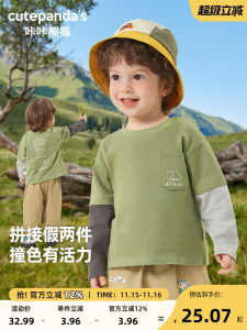 CUTEPANDAS Spring Autumn Long Sleeve Baby T-Shirt Boys Girls Children Base Shirt Casual Loose Fit Sweat Absorbent Cartoon Design