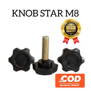 Baud Knob Star M8 Panjang 30mm Baud Kuping Pegangan Bahan Palastik