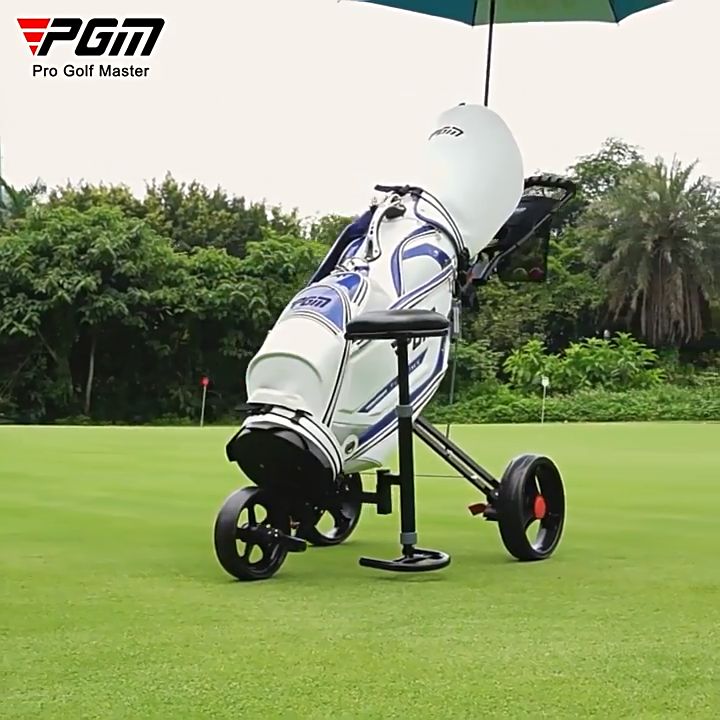 PGM 3 Wheel Golf Cart Trolley with Seat Umbrella Holder Foldable One