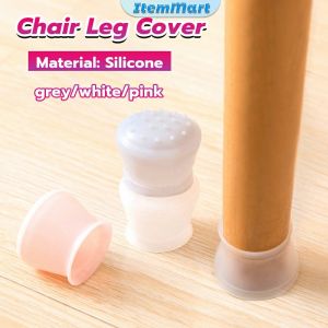 ItemMart 4Pcs Silicone Chair Leg Cover Table Foot Pad Furniture Leg Protector Anti Slip Silent White Pink Gray