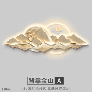 Luxurious Living Room Decorative Painting High-End Sensation Sofa Background Wall Hanging Artwork Mountain Landscape 3D Wall Lamp Picture