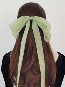 Sweet Fairy Tale Style Thin Veil Hair Accessories Large Bow Knot Long Tassel Hair Clip Headwear Atmosphere Fairy Spring Clamp