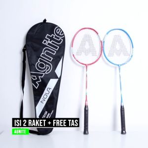 Agnite Badminton Racket / Raket badminton Isi 2 Pink Biru GRATIS sarung raket F2134