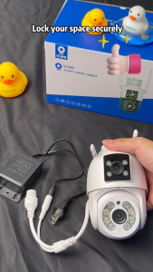 V380 Pro กล้องวงจรปิด เลนส์คู่ หน้าจอคู่ กล้อง สมาร์ท 8MP เอชดี 4K กล้องวงจรปิดไร้สาย WiFi หมุน360° ติดตามมือถือ มองเห็นกลางคืนสี กลางแจ้งกันน้ำ