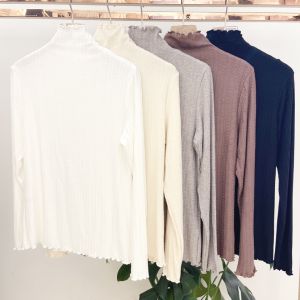 เสื้อชั้นในผ้าขนสัตว์คอตตอนผสมขนสัตว์ 92812 ลายดอกเดนิม ดีไซน์คอตตอนผสมขนสัตว์ ทรงเข้ารูป แขนยาว ปกติ