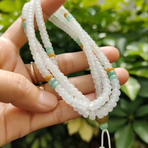 209 Beads long bracelet or necklace Natural Type A Jadeite Jade certificate weighs 45.78 grams size please see descriptions (bracelet38)