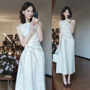 CHANGTONG | French Elegant Polka Dot Slimming Dress