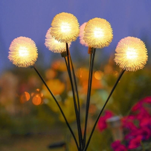 Solar Dandelion Lights 6 Heads Always on/Flashing Lawn Lamp LED Landscape Lighting Garden Decoration Ground Plug Light