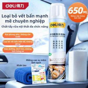 deli | Dung Dịch Làm Sạch Nội Thất Xe Hơi Da Ghế Nóc Xe Bọt Không Cần Rửa Loại Bỏ Vết Bẩn