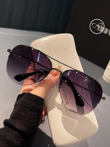 Fashionable Semi-Rimless Pilot Sunglasses for Men Driving UV Protection Large Face Sun Glasses Retro Style Comfortable Fit