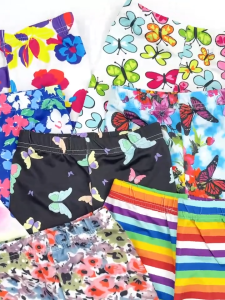Kids High Quality Leggings with Skinny Printing and Colorful Flowers at the Ankle for Kids Girls 3-10 Years Old