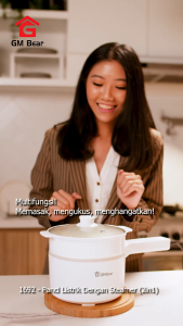 Panci Listrik 3 in 1 Multifungsi Kukusan Alat Masak Listrik Anti Lengket Anak Kos Kukus Serbaguna