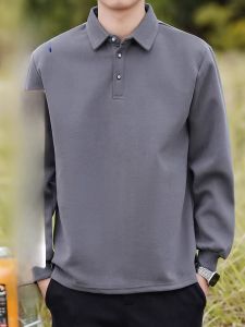 ROMON | Loose Long Sleeve Polo Shirt For Men Romon Brand Casual Versatile Sweatshirt Collar T-Shirt Base Shirt Fashionable Spring Wear