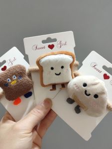 Cute Cartoon Cheese Toast Bread Hair Accessories Adorable Hair Ropes and Soft Mini Handbracelets Ideal Gifts for Girlfriends and Boyfriends