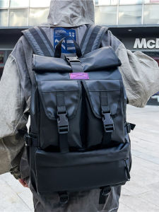 Trendy Cool Street Functional Style Casual Large Capacity Backpack Mens INS Sports Fitness Backpack All-Matching Water Repellent Bag
