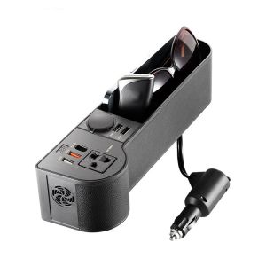 Car Seat Gap Organizer Multifunctional Seat Crevice Storage Box LED Voltage Display Universal Car Accessories 12V To 220V