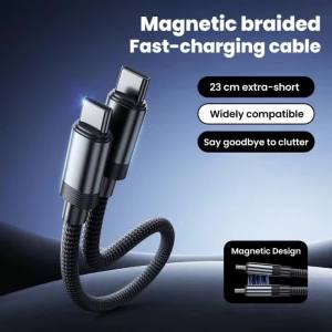 Cáp Dữ Liệu Từ Tính USB C Ngắn 23CM Hỗ Trợ Sạc Nhanh PD 60W Chất Liệu Bện Type C To Type C Dành Cho iPhone 15-17 Huawei Xiaomi Samsung