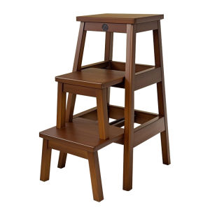 Home Multi-use Foldable Ladder 3-Step Wooden Stool