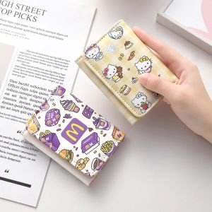 กระเป๋าสตางค์หนัง PU ลายการ์ตูนน่ารักสำหรับนักเรียนมัธยมปลาย กระเป๋าสตางค์สั้นสำหรับผู้หญิง น้ำหนักเบา กระเป๋าใส่เอกสาร กระเป๋าสตางค์หนัง PU