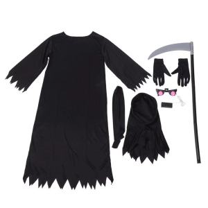 Childrens Mysterious Horror Death Dress up Halloween Play Costume Cool Red Eyes Boy Performance Costumes